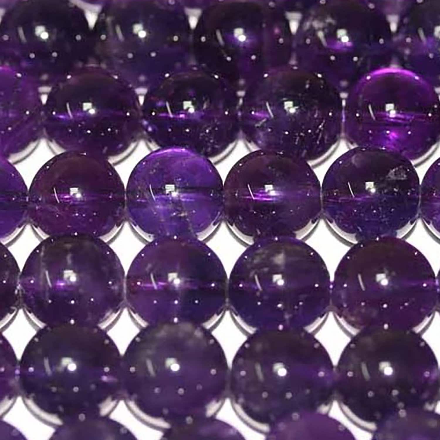13" St Amethyst Smooth Round Beads 4mm.-Strand 34cm
