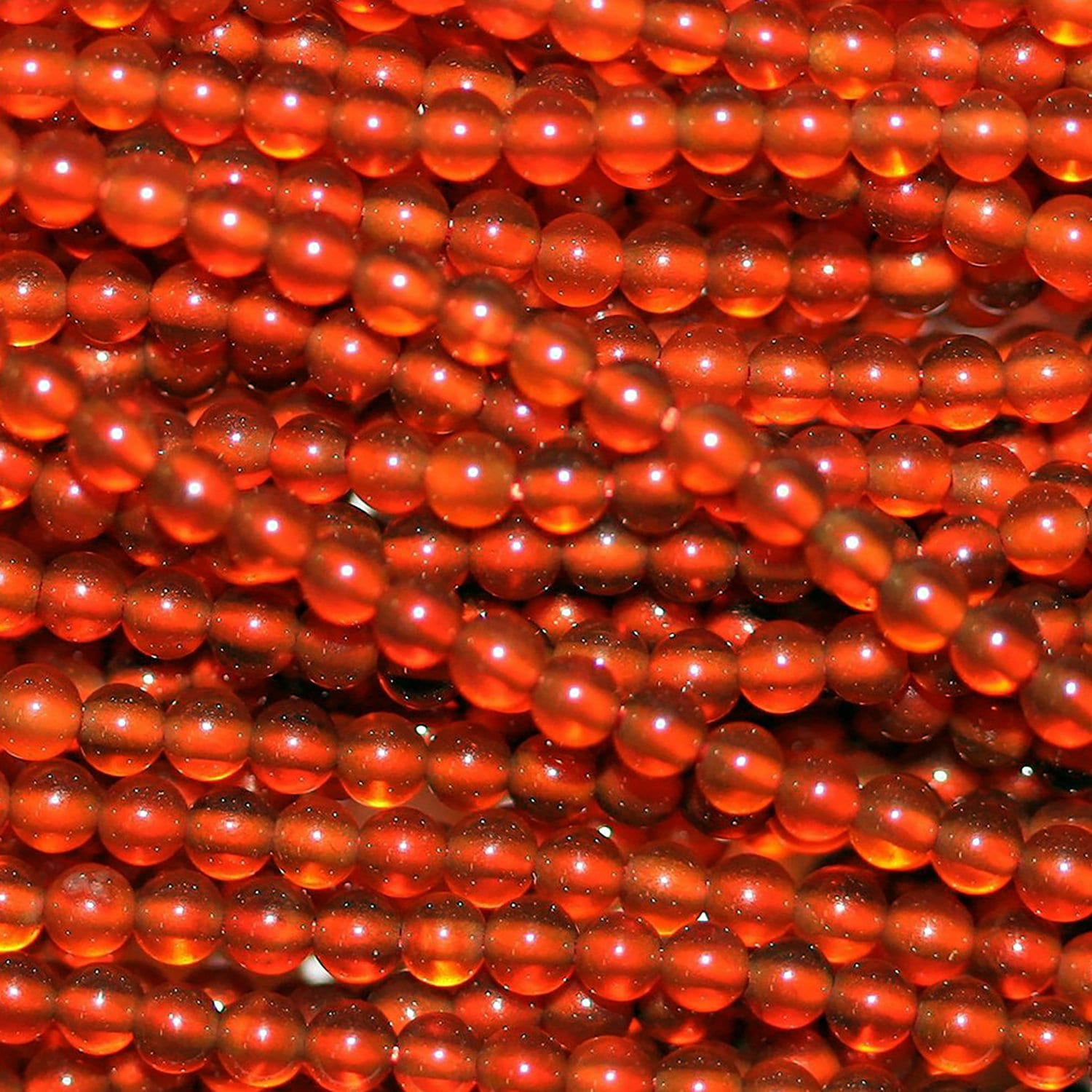 Cuentas redondas lisas de cornalina de 16" (2 mm) - Hilo de 40 cm