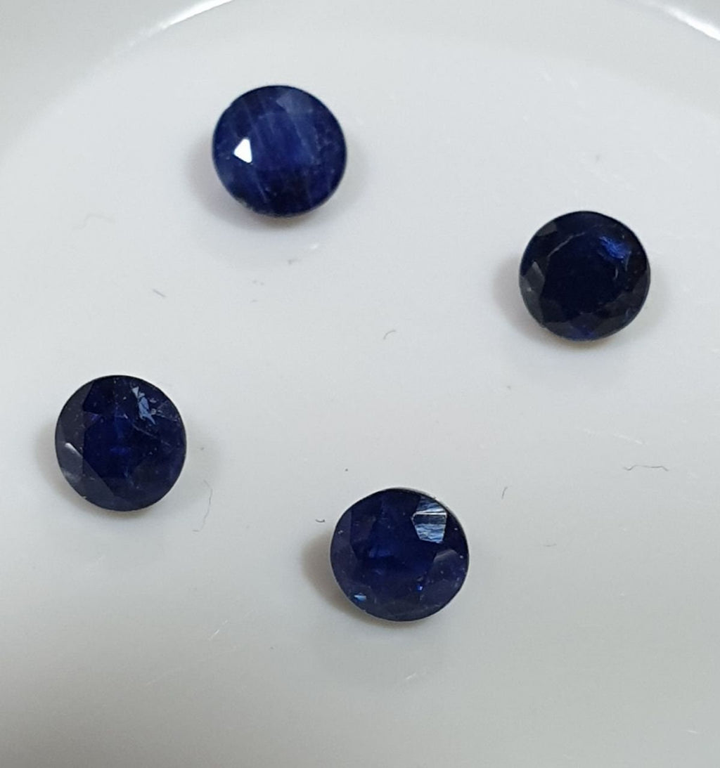 Lote de zafiros azules facetados redondos de 3,4-3,5 mm (4 piezas) - Zafiro natural