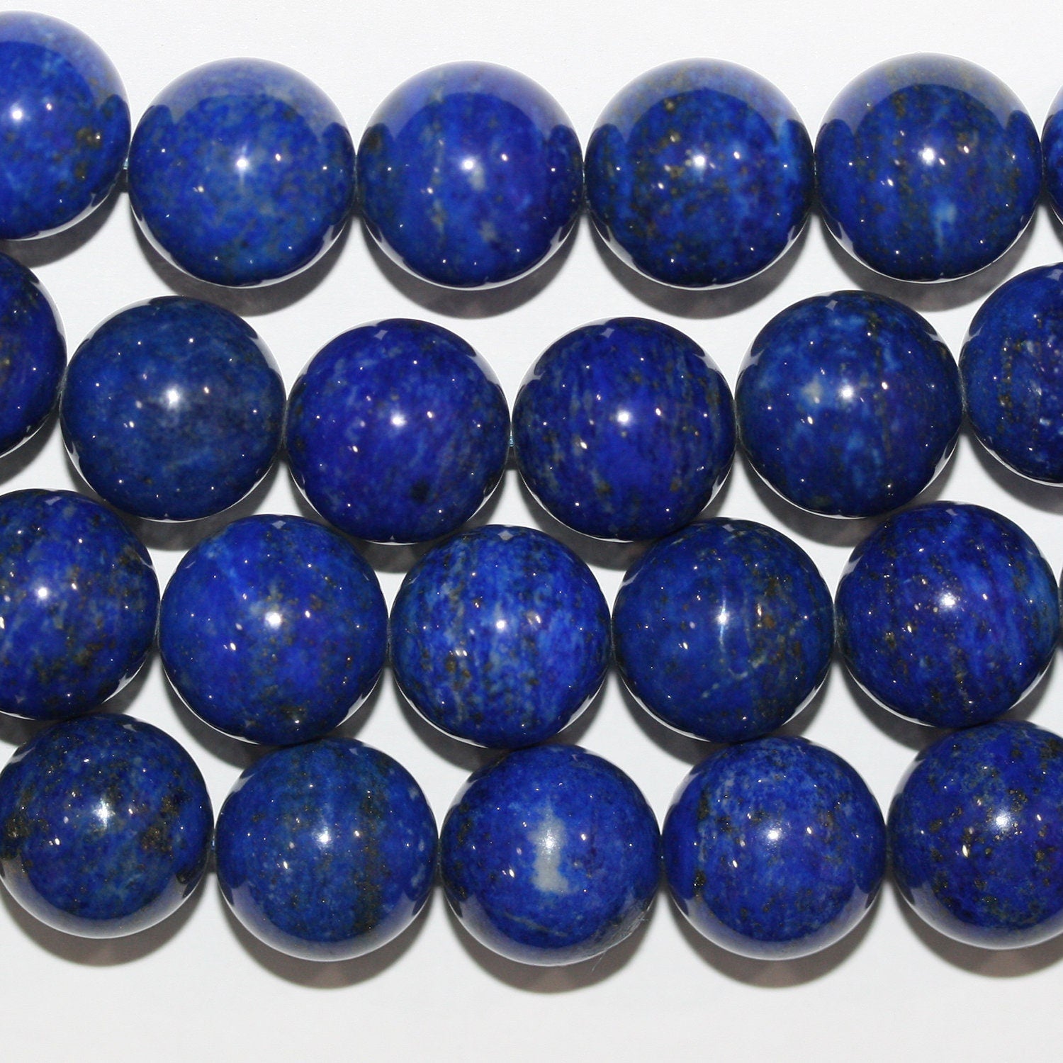 16" St Lapis Lazuli Smooth Round Beads 6mm.-Strand 40cm. - Hard Gems