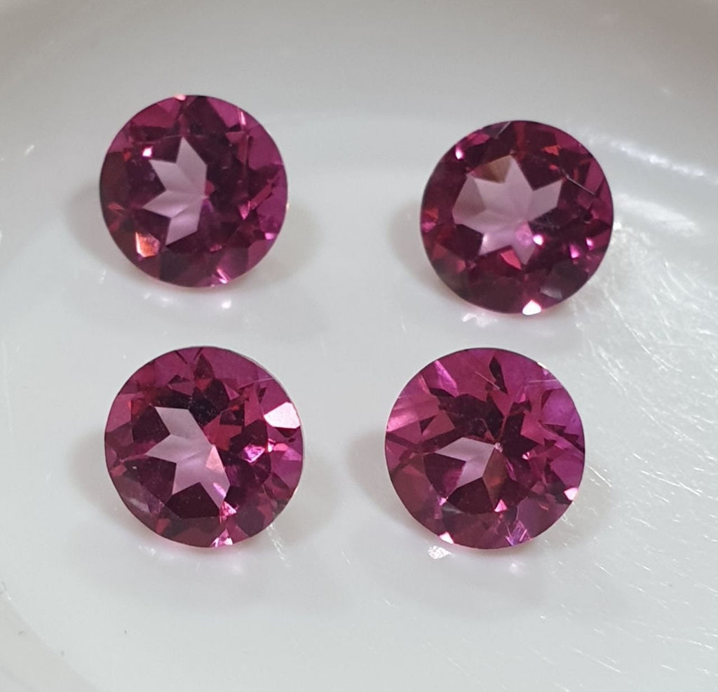 Lote de 4 topacios rosas facetados redondos de 6 mm - Gemas al por mayor