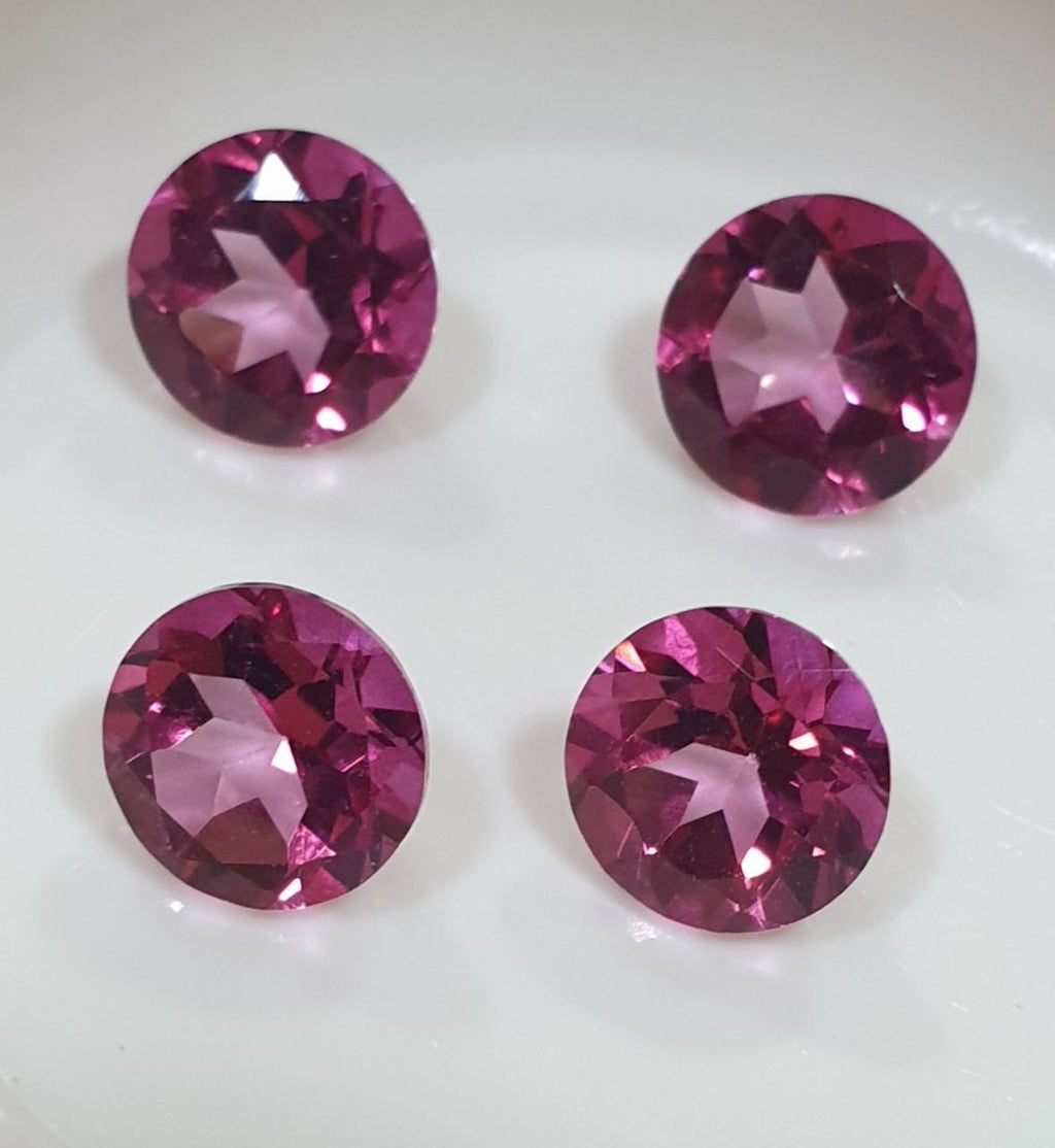 Lote de 4 topacios rosas facetados redondos de 6 mm - Gemas al por mayor