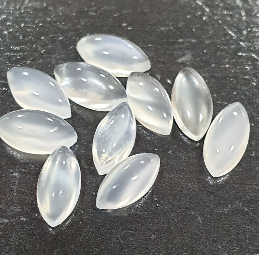 10 Pcs Lot White Moonstone Marquise Cabochon 8x4mm. (10 pcs.)