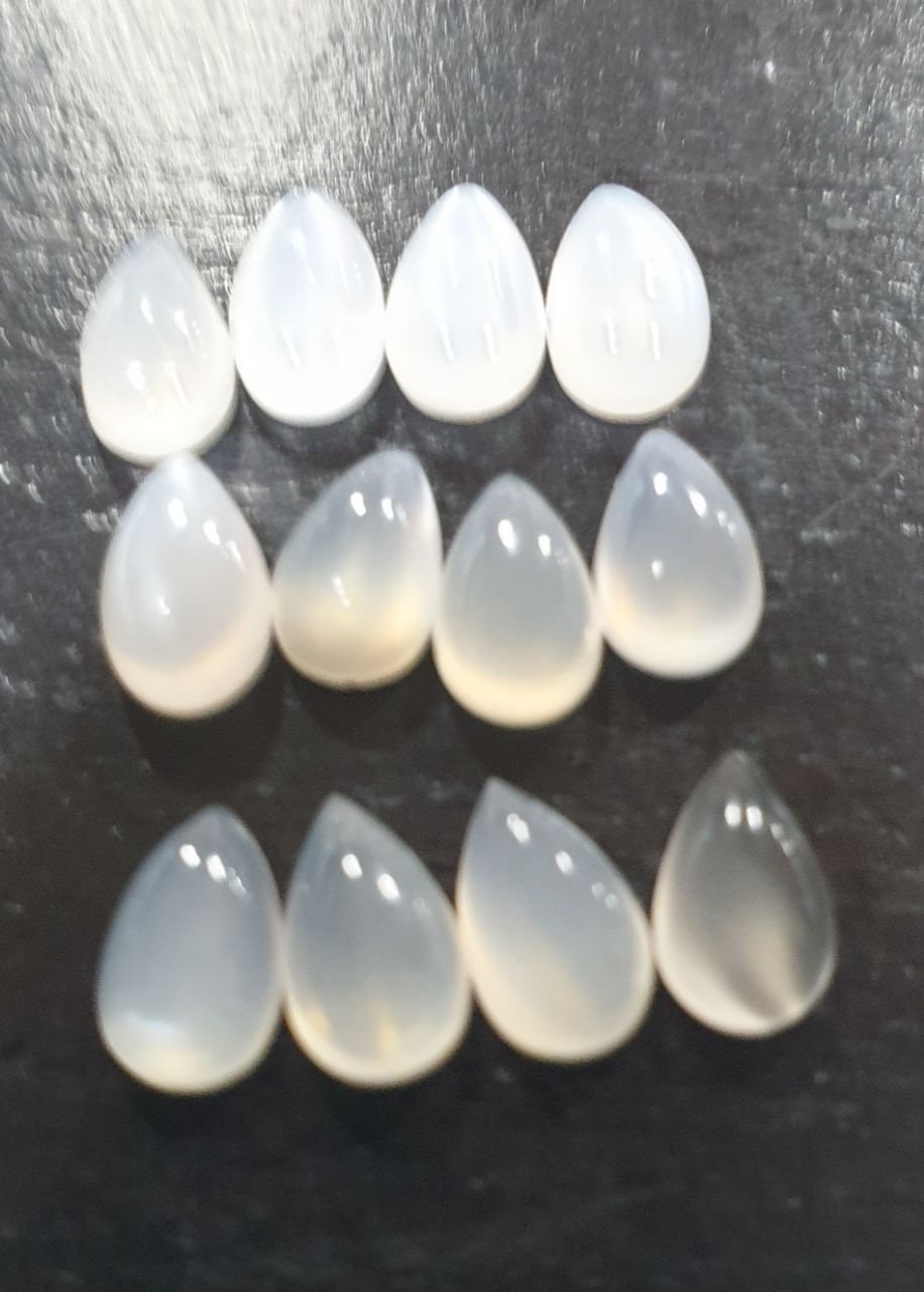 12 Pcs Lot White Moonstone Pear Cabochon 8x5mm. (12 pcs.)