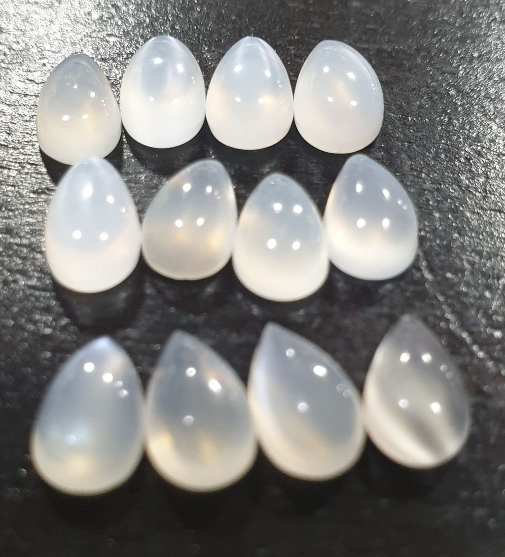 12 Pcs Lot White Moonstone Pear Cabochon 8x5mm. (12 pcs.)