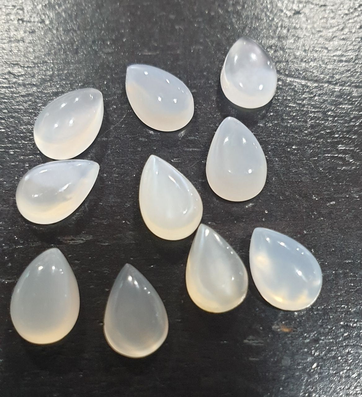 10 Pcs Lot White Moonstone Pear Cabochon 9x6mm. (10 pcs.)