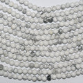 Perles rondes lisses en howlite blanche St 14" 6 mm.-Perçage 2,50 mm.-Bring 36 cm.