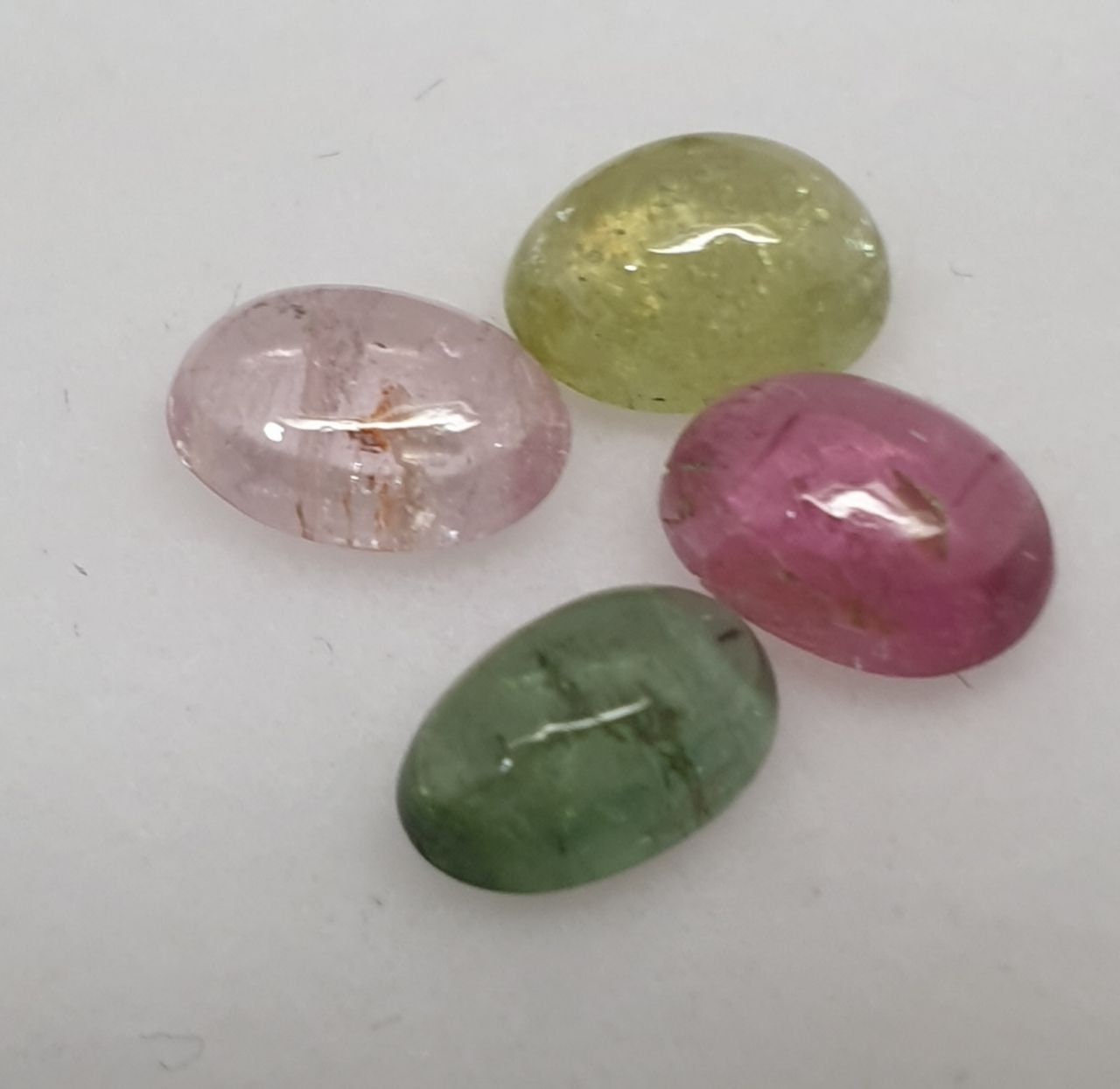 Tourmaline Lot Oval Cabochons 6x4mm.-(4pcs)  -Gemstone Parcels-Loose Stones Wholesale Price-Natural Gems