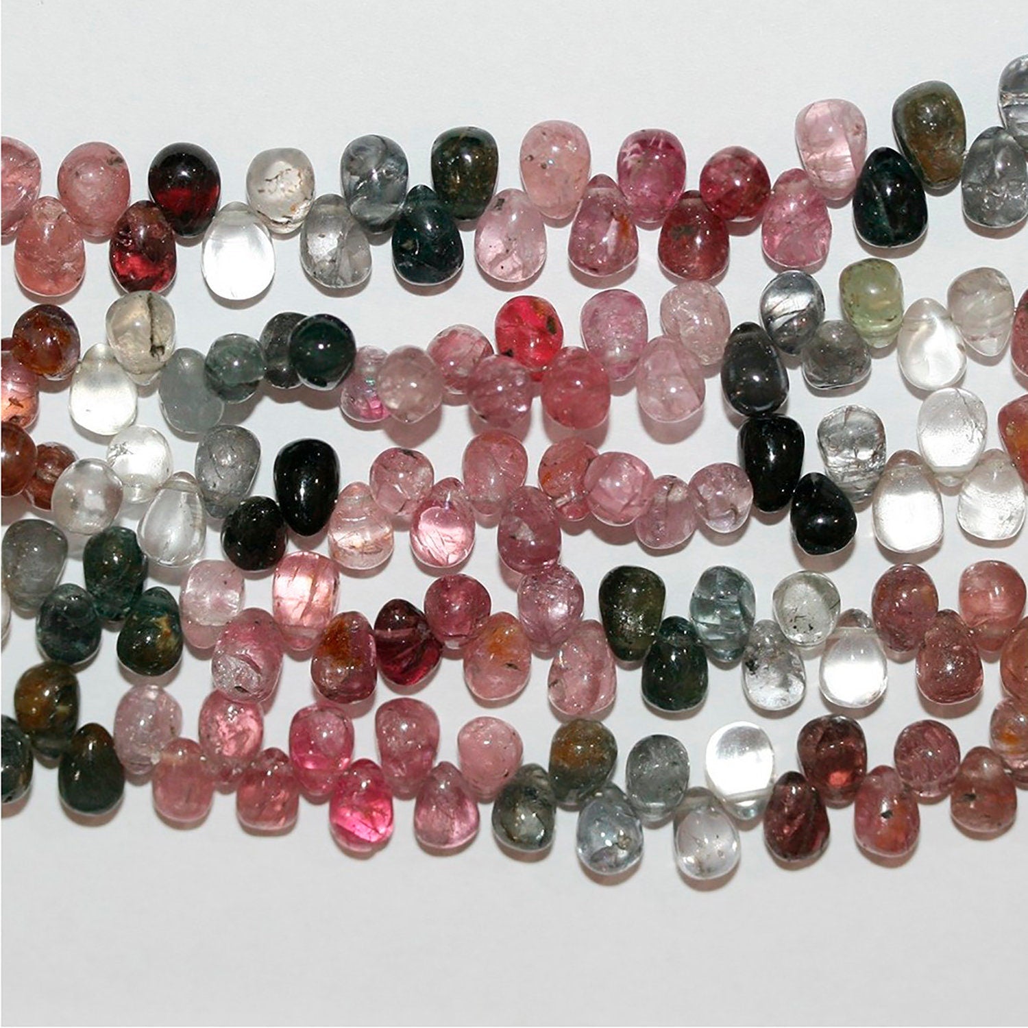 Perles en spinelle multicolores lisses en forme de goutte, 6 x 4 mm, longueur 22 cm (8 pouces).