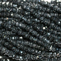 13" St Dark Grey Spinel Faceted Rondelle Beads 3x2mm.-Strand 33cm