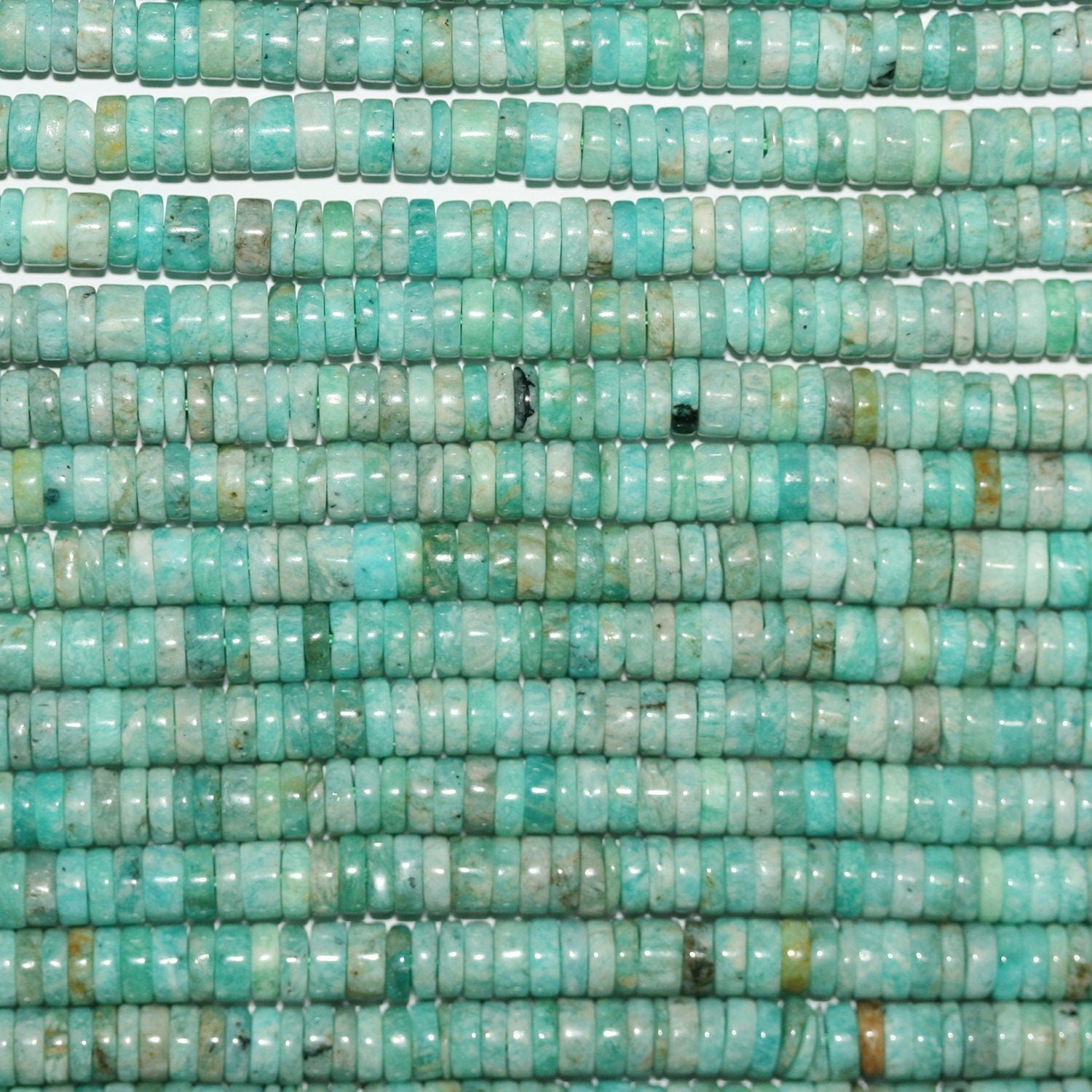 Perles de disque lisses en amazonite St 15" 6x2mm.Environ - Fil 39cm.