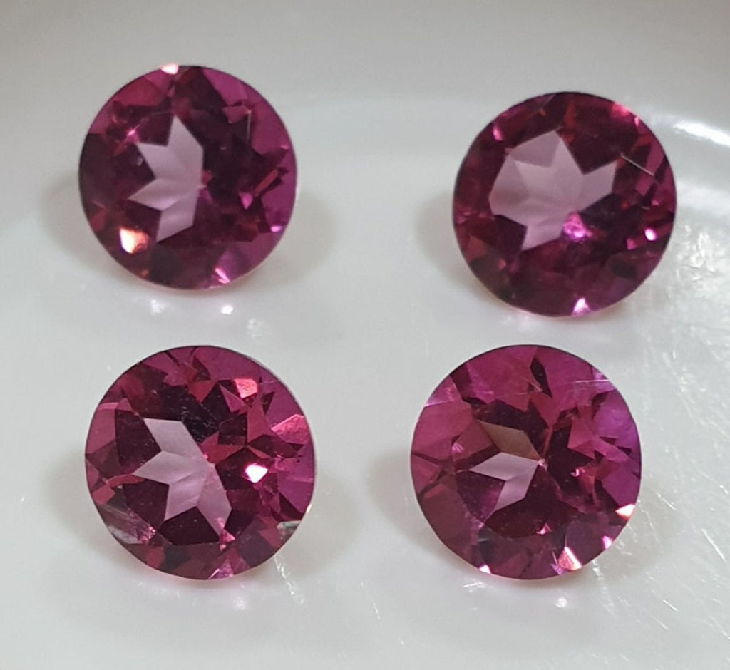 Lote de 4 topacios rosas facetados redondos de 6 mm - Gemas al por mayor