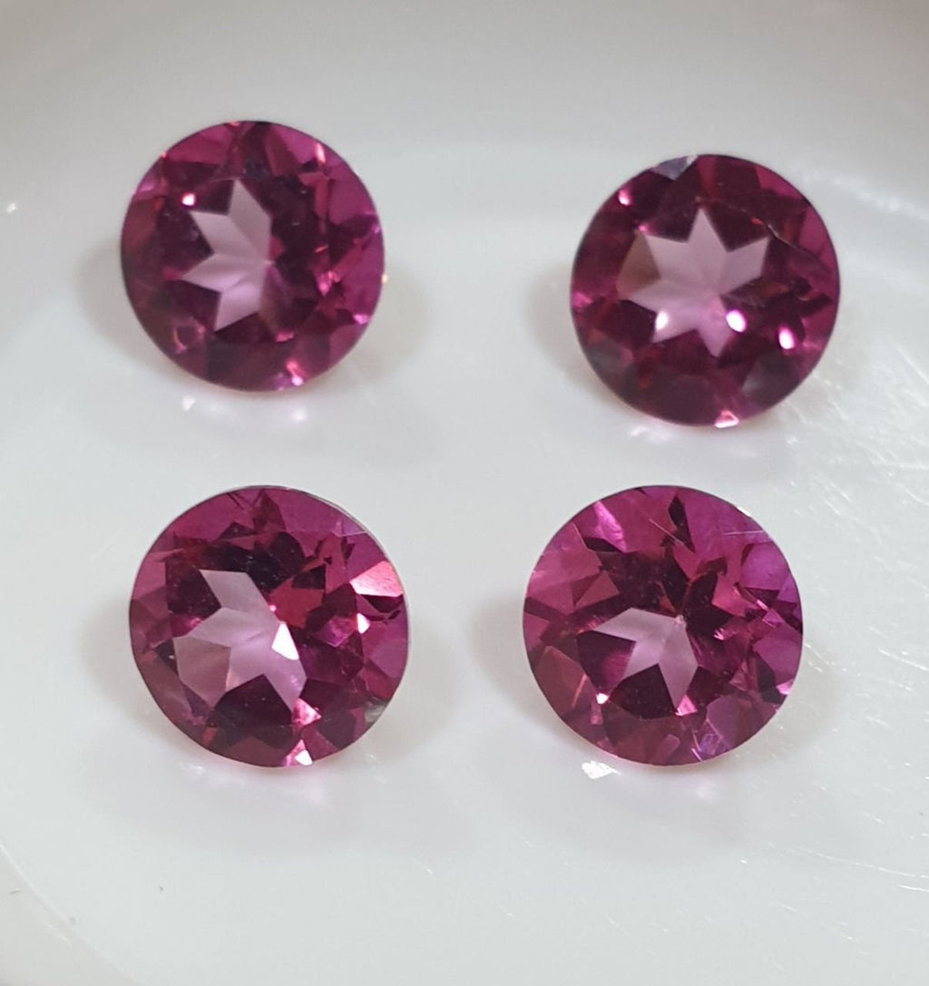 Lote de 4 topacios rosas facetados redondos de 6 mm - Gemas al por mayor