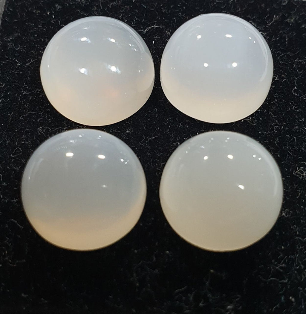 Lote de 4 cabujones redondos de piedra lunar blanca de 11 mm. (4 piezas)