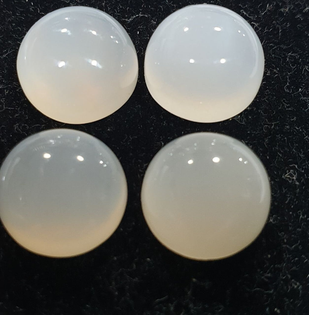 Lote de 4 cabujones redondos de piedra lunar blanca de 11 mm. (4 piezas)