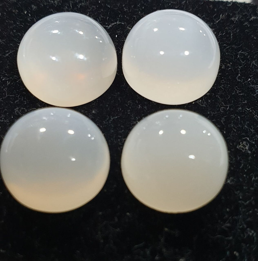 Lote de 4 cabujones redondos de piedra lunar blanca de 11 mm. (4 piezas)