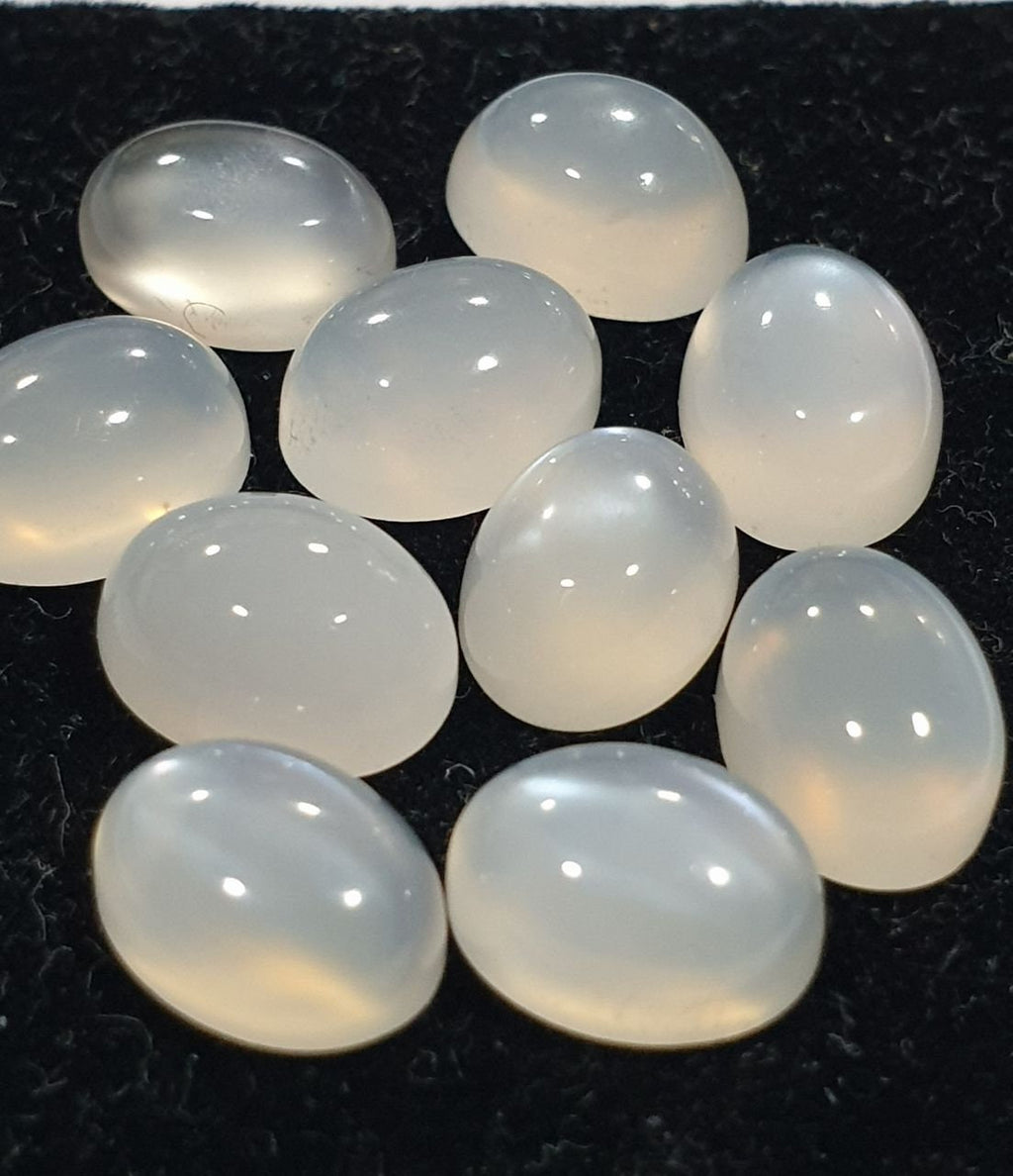 10 Pcs Lot White Moonstone Oval Cabochon 8x6mm. (10 pcs.)
