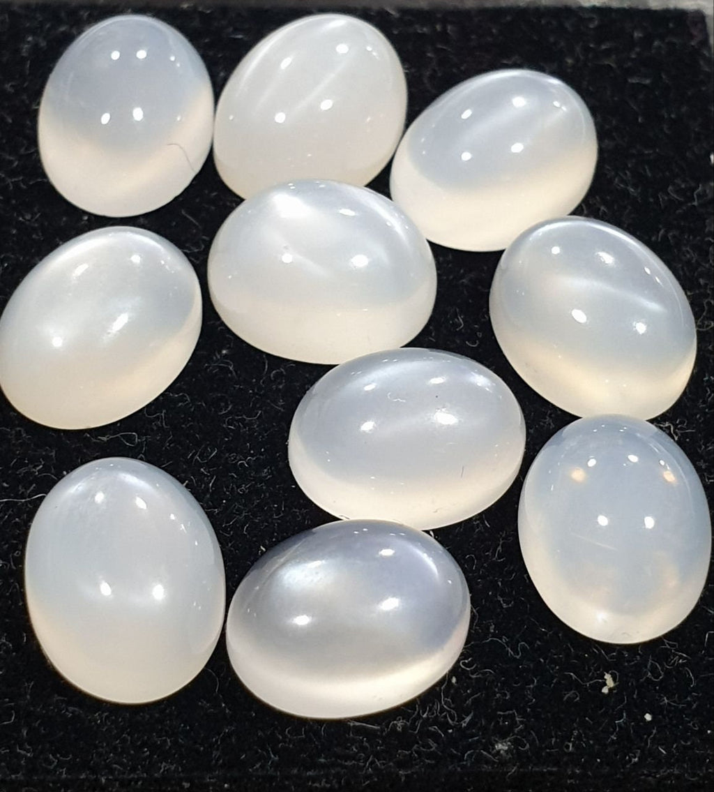 10 Pcs Lot White Moonstone Oval Cabochon 9x7mm. (10 pcs.)