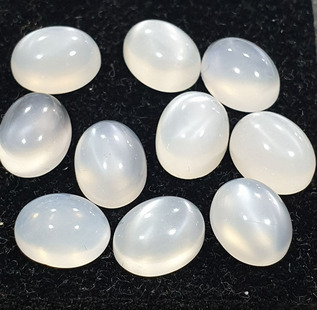 10 Pcs Lot White Moonstone Oval Cabochon 9x7mm. (10 pcs.)