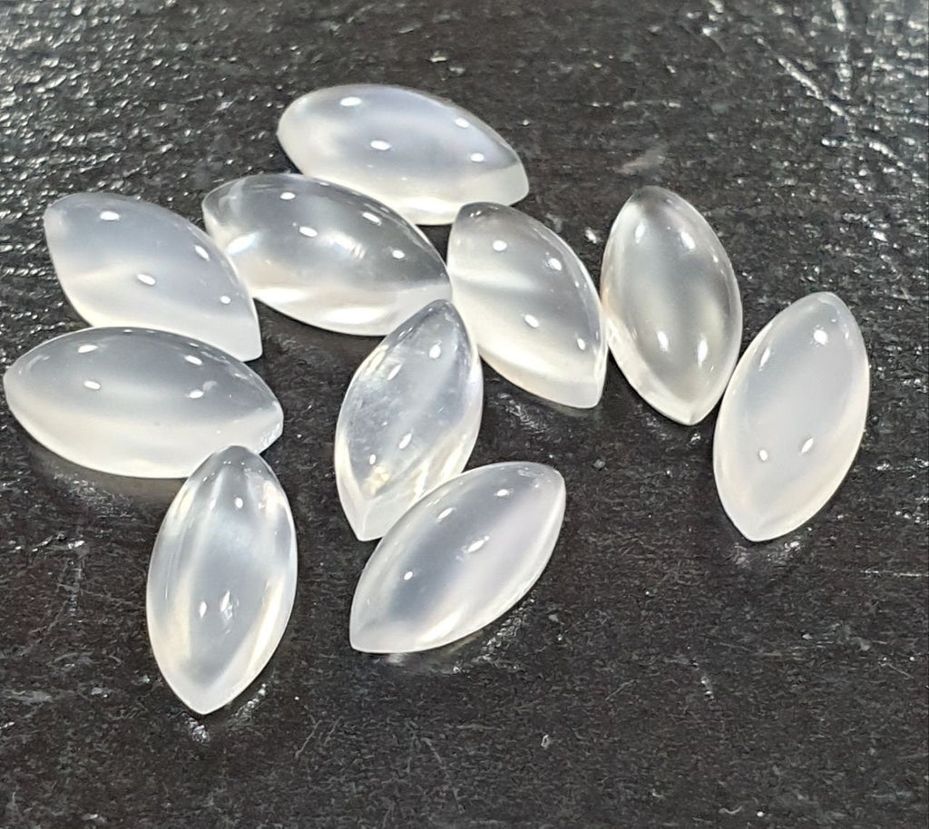 10 Pcs Lot White Moonstone Marquise Cabochon 8x4mm. (10 pcs.)