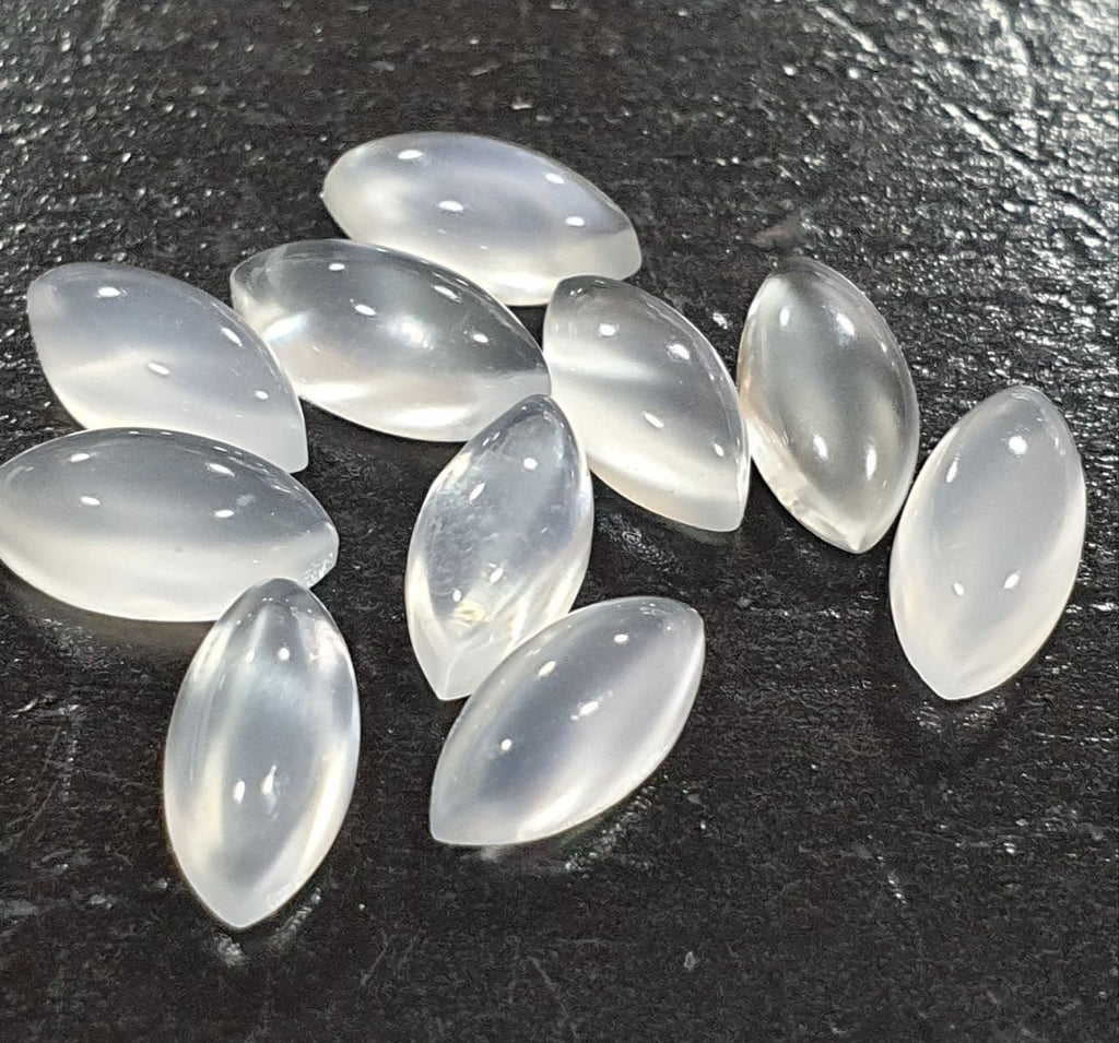 10 Pcs Lot White Moonstone Marquise Cabochon 8x4mm. (10 pcs.)