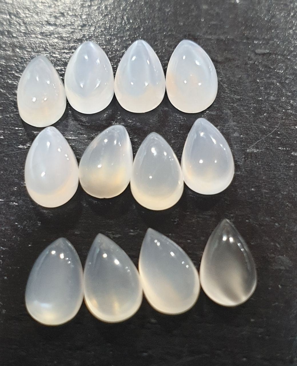 12 Pcs Lot White Moonstone Pear Cabochon 8x5mm. (12 pcs.)