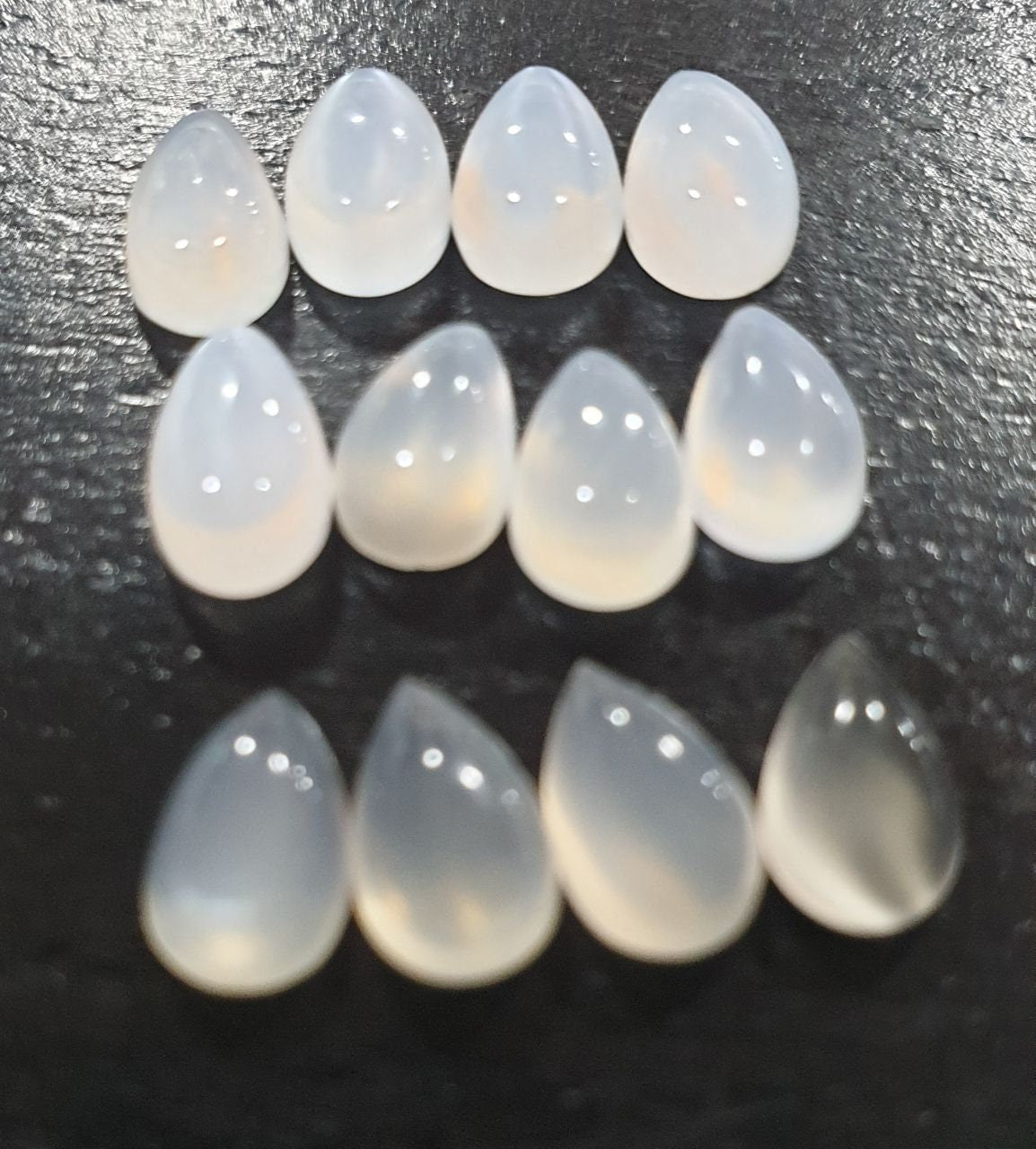 12 Pcs Lot White Moonstone Pear Cabochon 8x5mm. (12 pcs.)