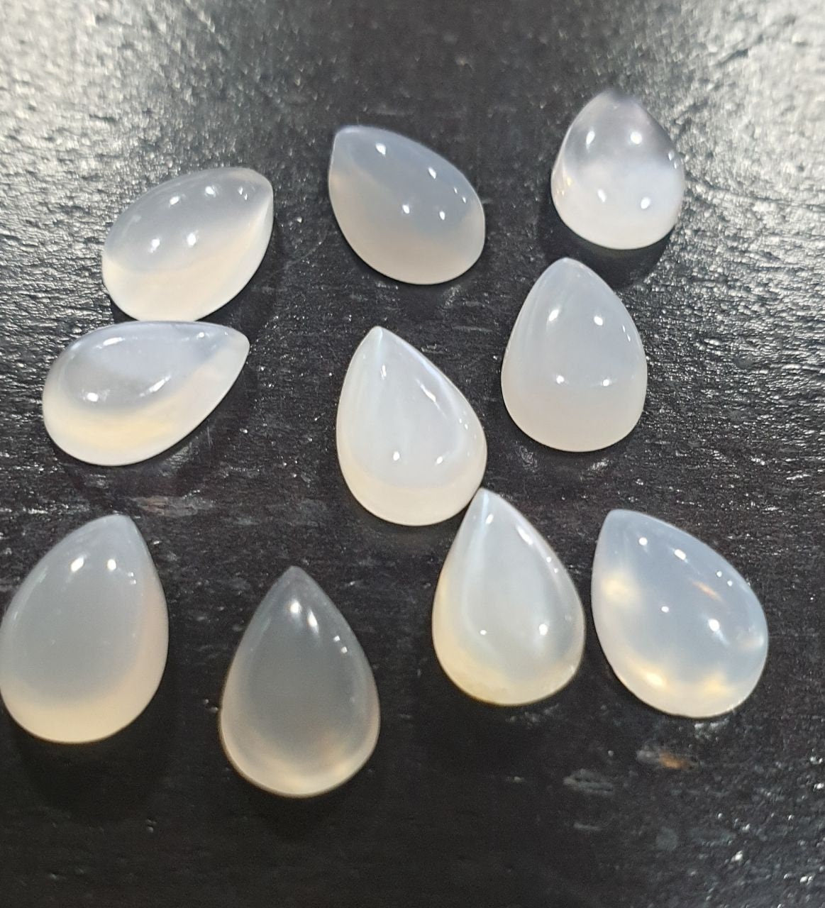 10 Pcs Lot White Moonstone Pear Cabochon 9x6mm. (10 pcs.)