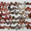Perles en spinelle multicolores lisses en forme de goutte, 8 pouces (environ 6 x 4 mm) - Longueur du fil : 20 mm