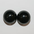2Pcs Lot Jet Half Drilled Round Beads 16mm. ( 1 Pair ) - Hard Gems