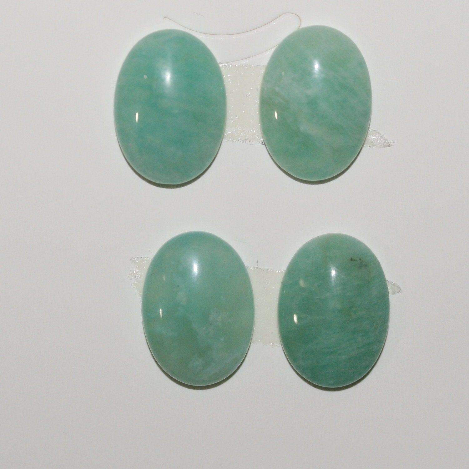 4Pcs Lot Peruvian Amazonite Oval Cabochon 18x13mm.( 4 Pcs ) - Hard Gems
