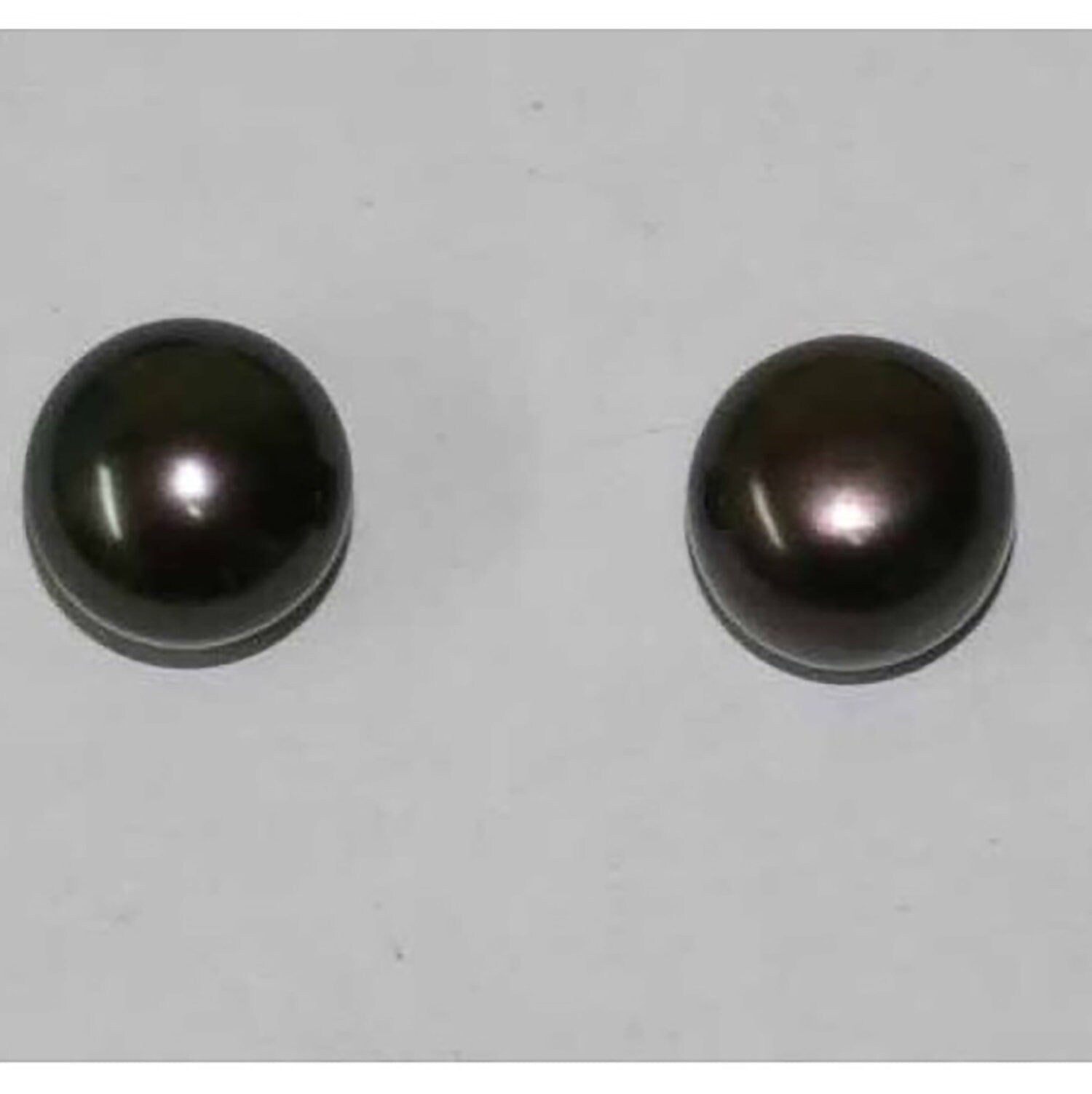 Pendientes de perla de agua dulce gris semiperforada, con brillo superior AAA, 6 pares a juego, casi redonda, de 6-6,5 mm (perla natural de brillo superior)