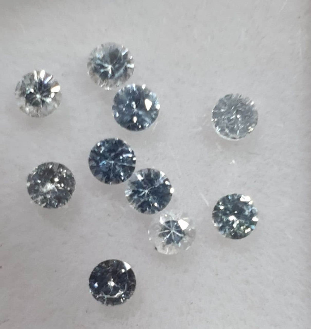 10 Pcs White Sapphire Lot Faceted Round 2.3-2.4mm.  -Gemstone Parcels-Loose Stones Wholesale Price-Natural Gems