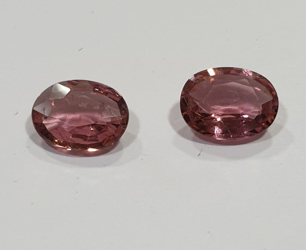 1 Pair Pink Tourmaline Oval 7.1x5.2mm Tourmaline - Natural Untreated Gems- Jewellery Supplier-Red  Wine Color Tourmaline-Rare Color