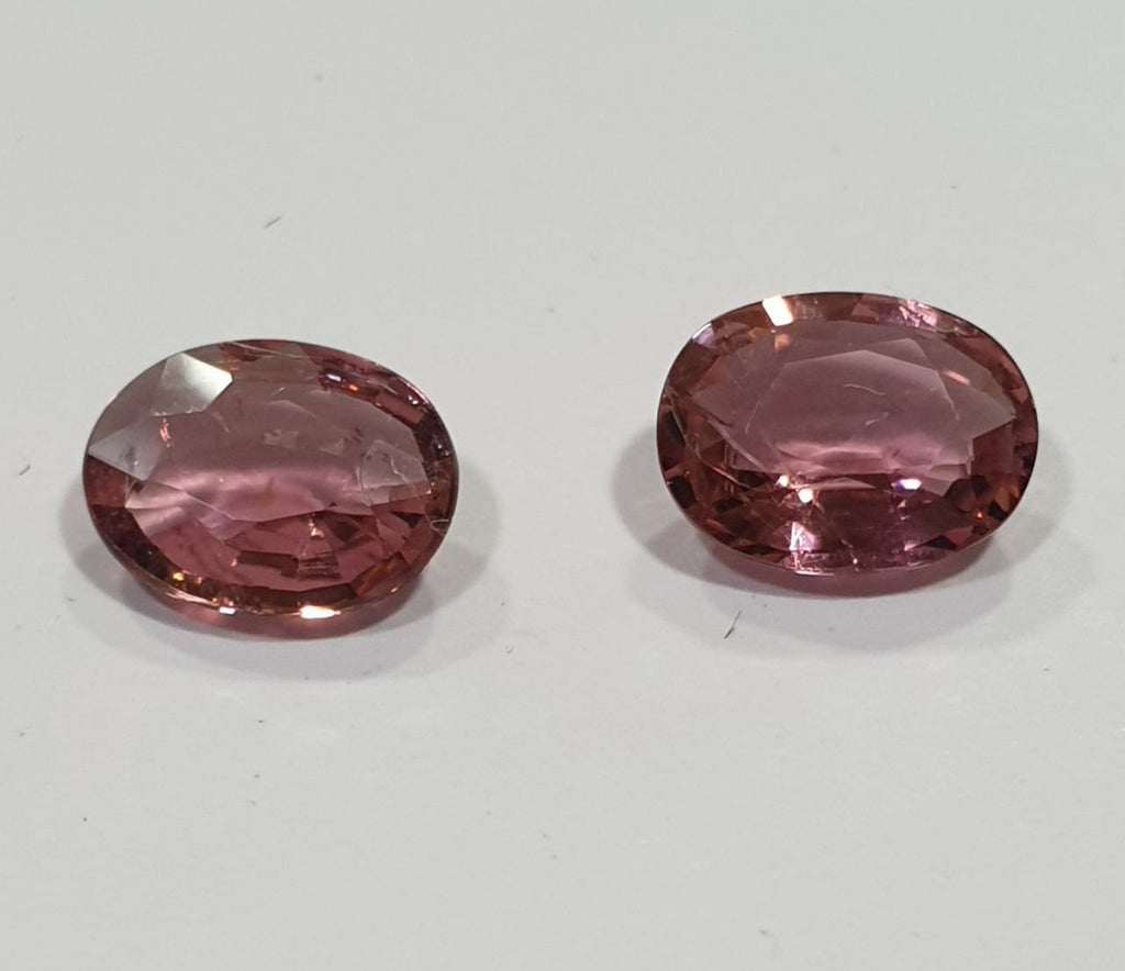 1 Pair Pink Tourmaline Oval 7.1x5.2mm Tourmaline - Natural Untreated Gems- Jewellery Supplier-Red  Wine Color Tourmaline-Rare Color
