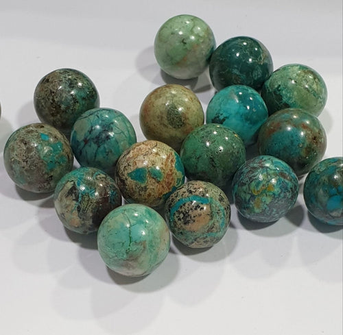 1 Pc  Undrilled  Chrysocolla Sphere Ball Metaphysical  Crystal 15mm Natural Untreated -Undrilled