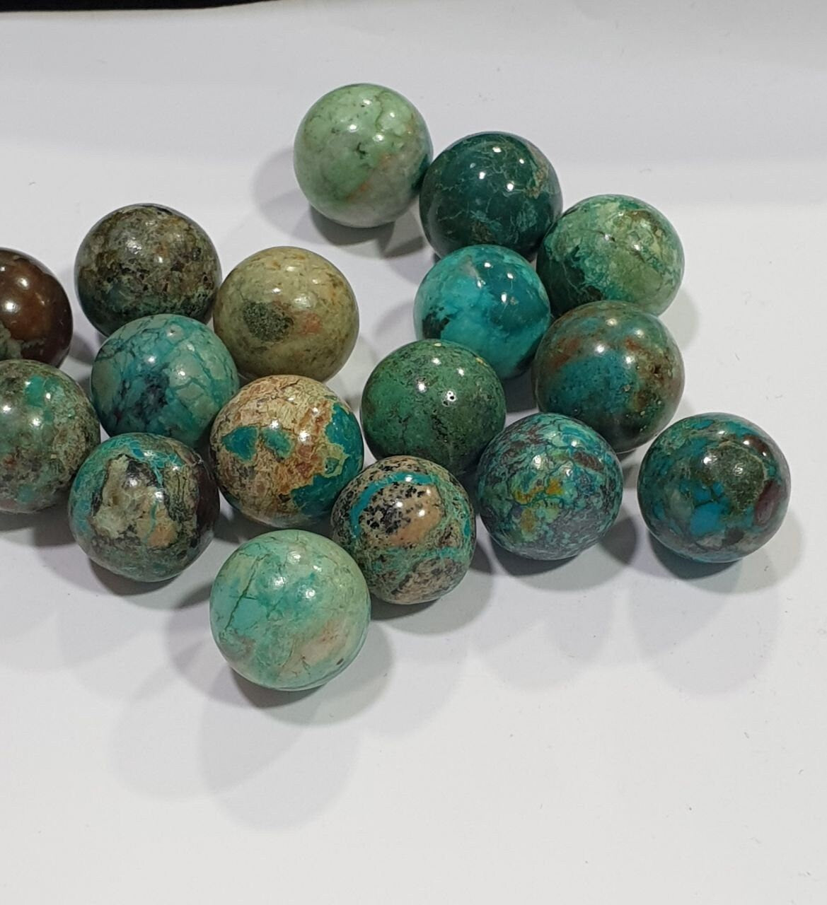 1 Pc  Undrilled  Chrysocolla Sphere Ball Metaphysical  Crystal 15mm Natural Untreated -Undrilled