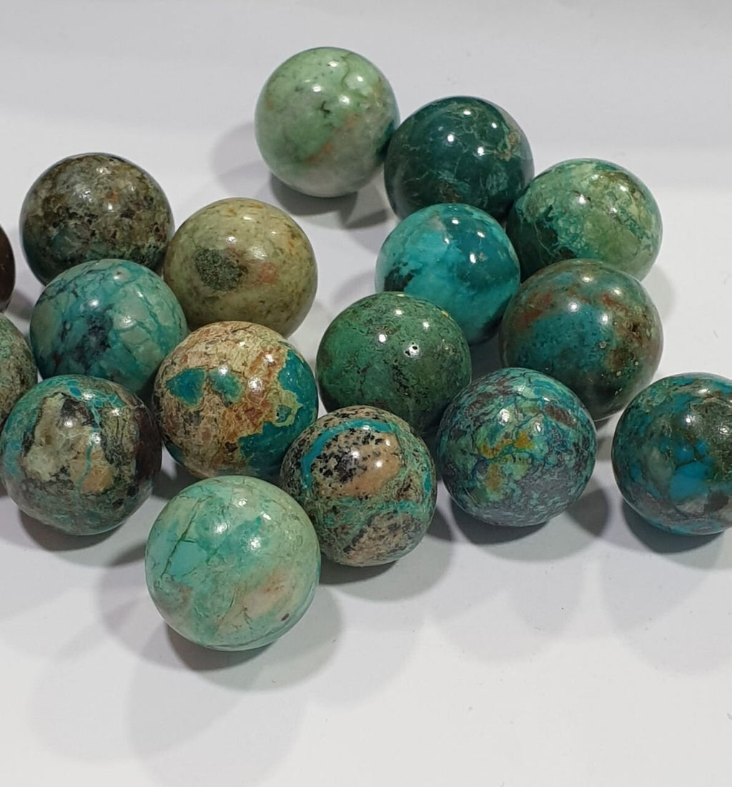 1 Pc  Undrilled  Chrysocolla Sphere Ball Metaphysical  Crystal 15mm Natural Untreated -Undrilled