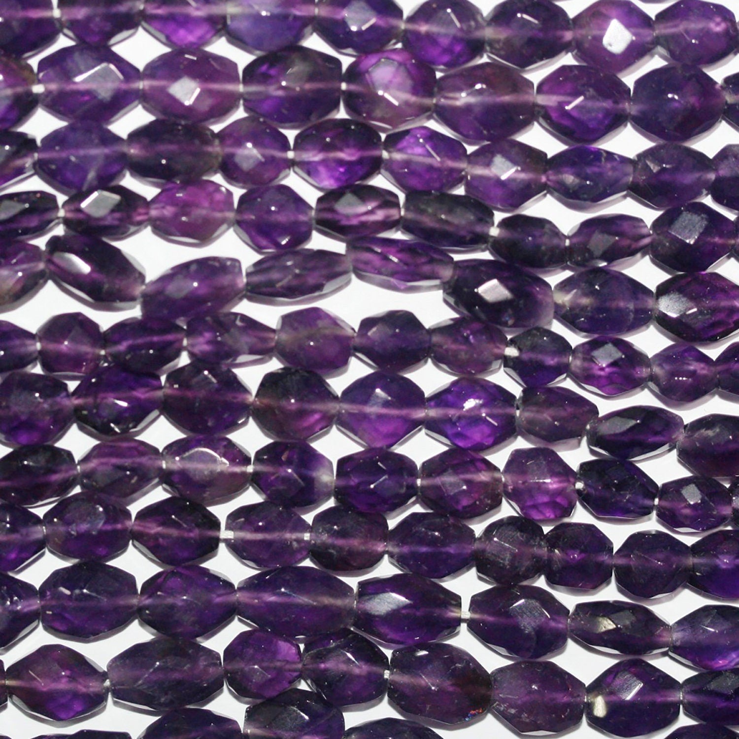 13" St Amethyst Faceted Oval Beads 10x17mm.Approx.-Strand 33cm.