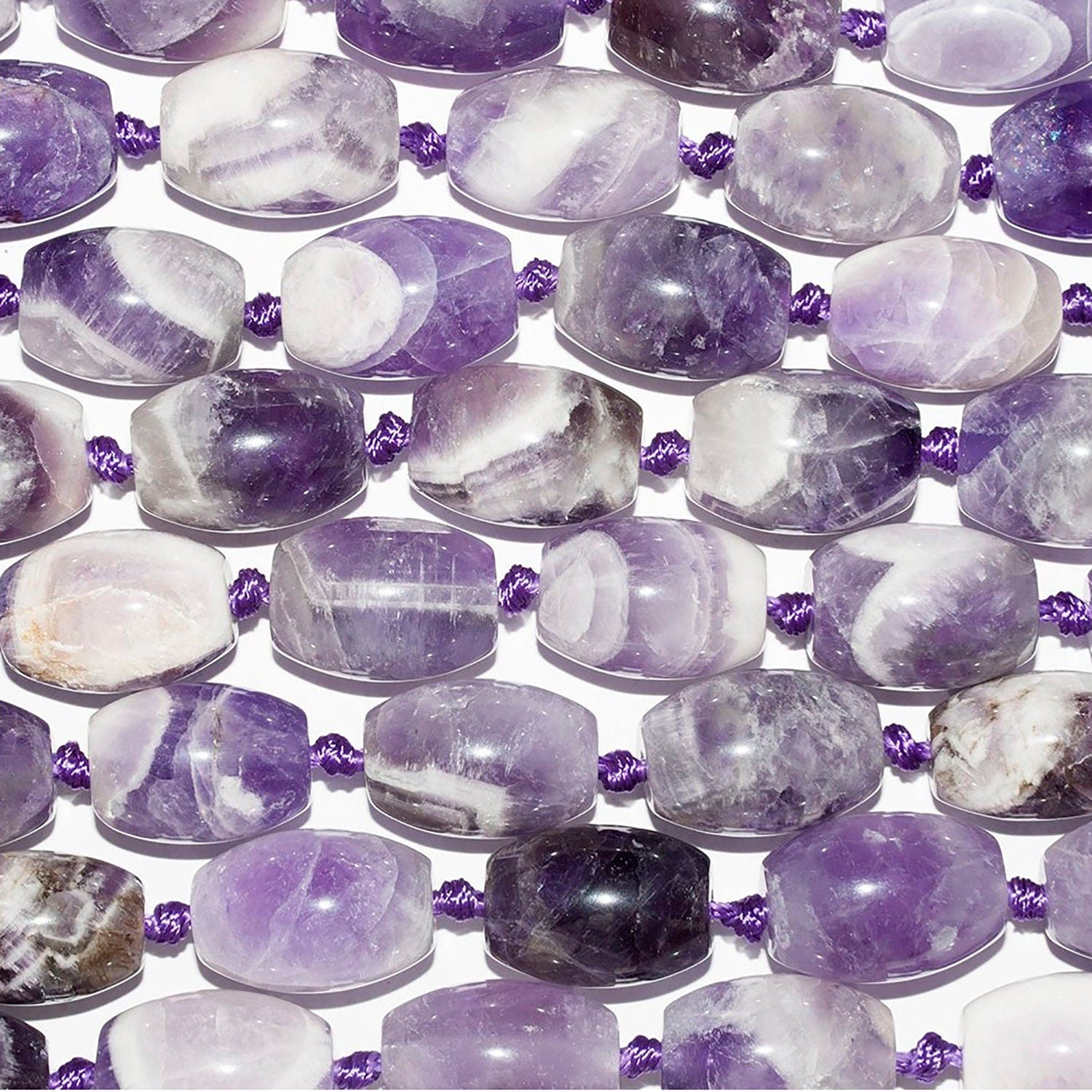 Cuentas de barril lisas de amatista de 43 cm, 20 x 14 mm. Tira de 42 cm.