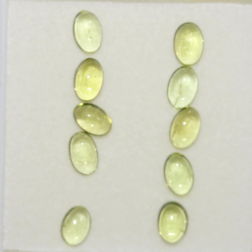 10 Pcs Lot Peridot Oval Cabochon 6x4mm (10 pcs) - Hard Gems