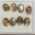 Lote de 8 cabujones ovalados de labradorita de 10 x 8 mm (8 unidades)