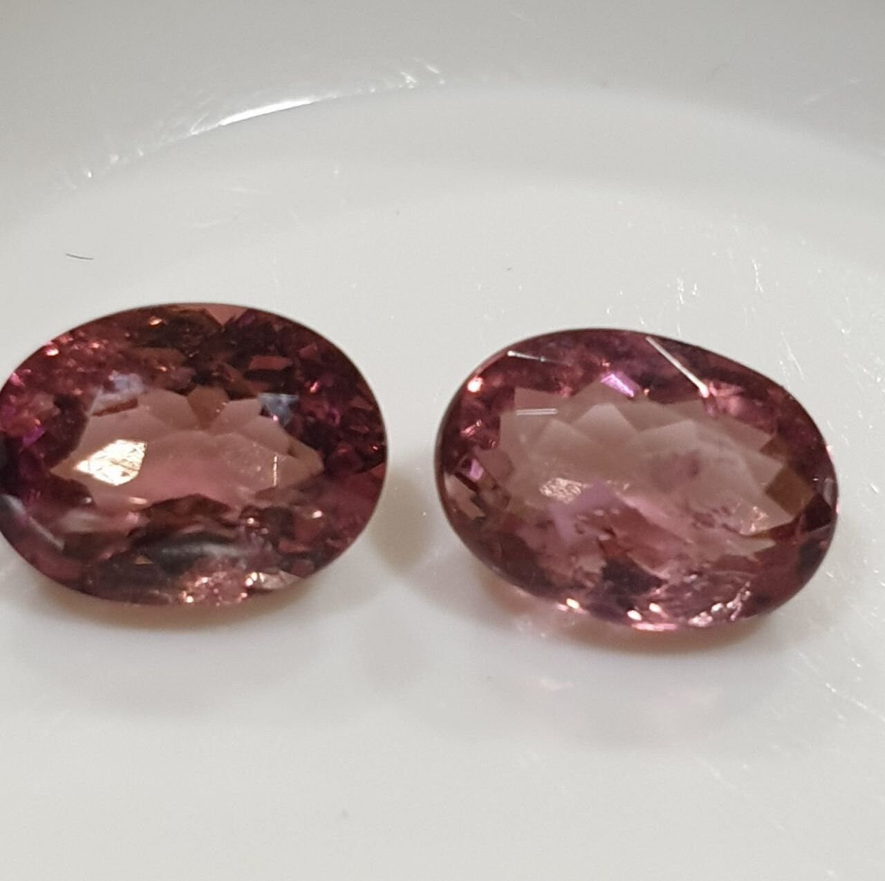 1 Pair Pink Tourmaline Oval 7.1x5.2mm Tourmaline - Natural Untreated Gems- Jewellery Supplier-Red  Wine Color Tourmaline-Rare Color
