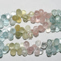Perles en béryl multicolores facettées en forme de goutte, 9 x 6 mm, longueur 20 cm.