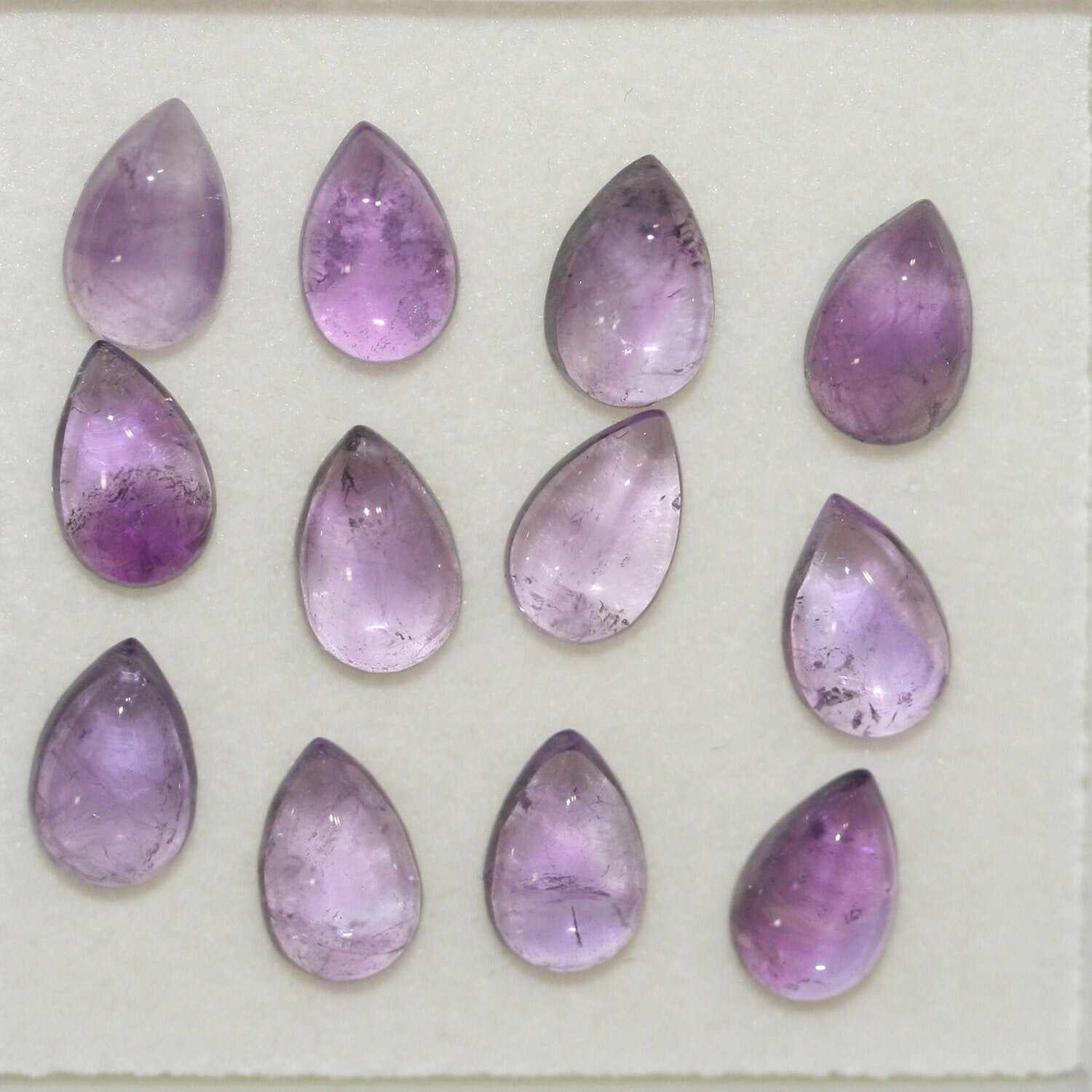 12Pcs Lot Amethyst  Drop Cabochon 8x5mm. (12 Pieces)