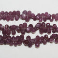 Perles en forme de goutte à facettes dégradées St Ruby de 8 pouces, 6x4-10x7mm. Environ - Fil de 20 cm.