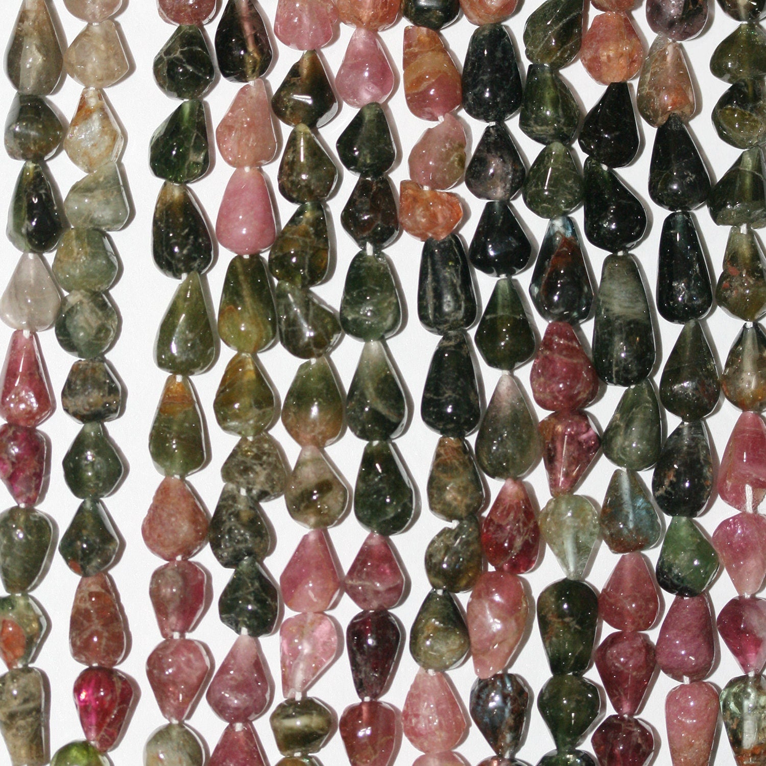 13" St Tourmaline Smooth Drop Beads 8x6mm.Approx.-Strand 35cm.