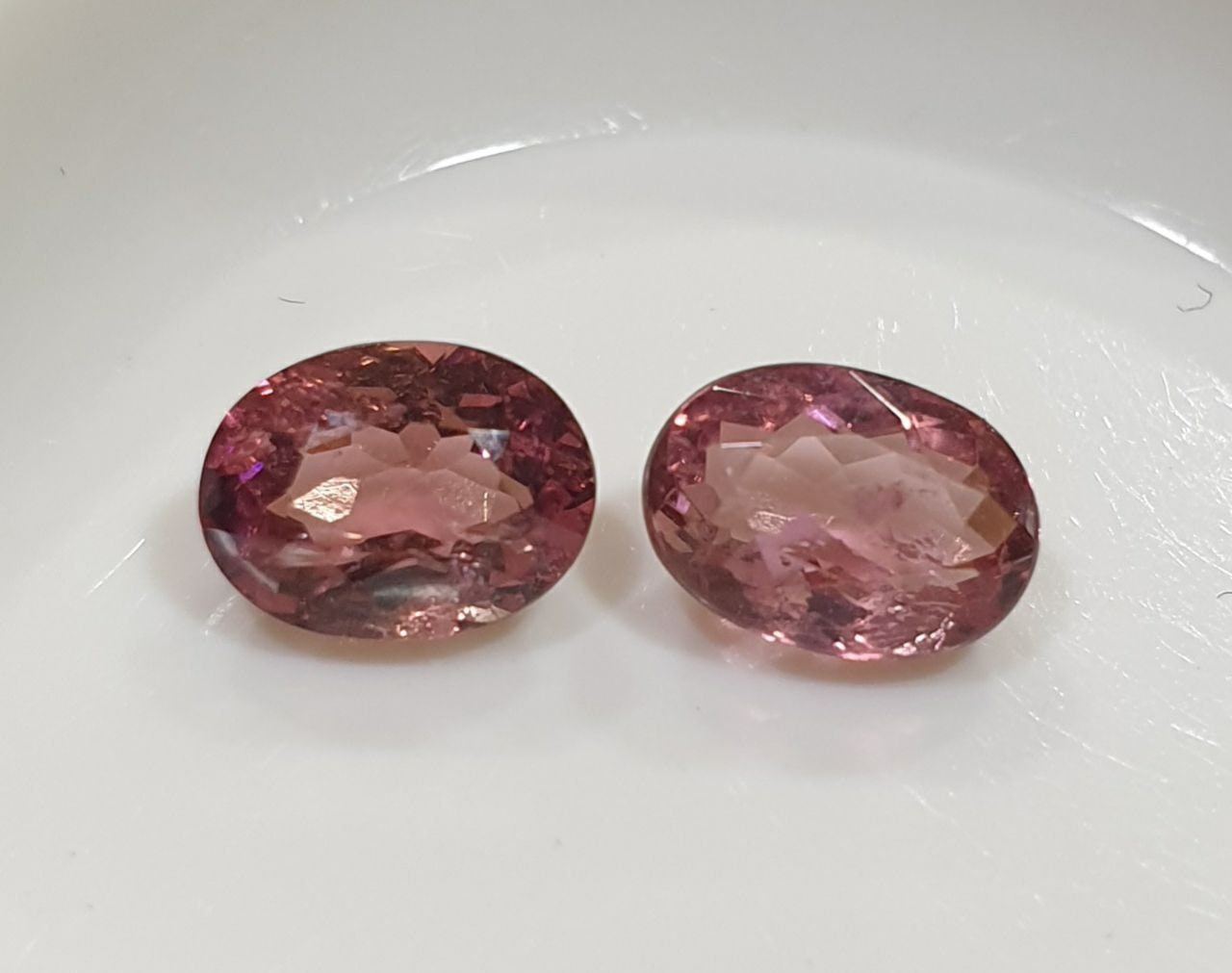 1 Pair Pink Tourmaline Oval 7.1x5.2mm Tourmaline - Natural Untreated Gems- Jewellery Supplier-Red  Wine Color Tourmaline-Rare Color