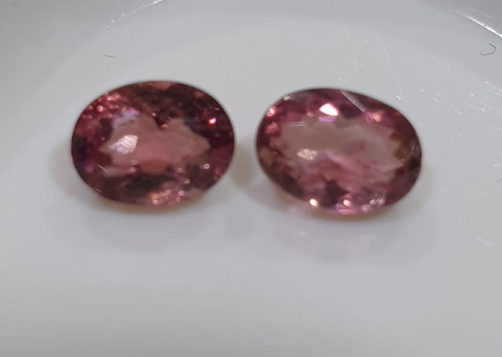 1 Pair Pink Tourmaline Oval 7.1x5.2mm Tourmaline - Natural Untreated Gems- Jewellery Supplier-Red  Wine Color Tourmaline-Rare Color