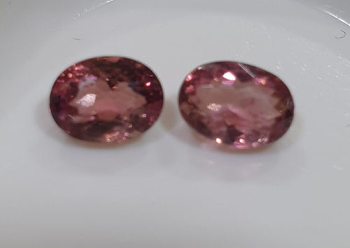 1 Pair Pink Tourmaline Oval 7.1x5.2mm Tourmaline - Natural Untreated Gems- Jewellery Supplier-Red  Wine Color Tourmaline-Rare Color